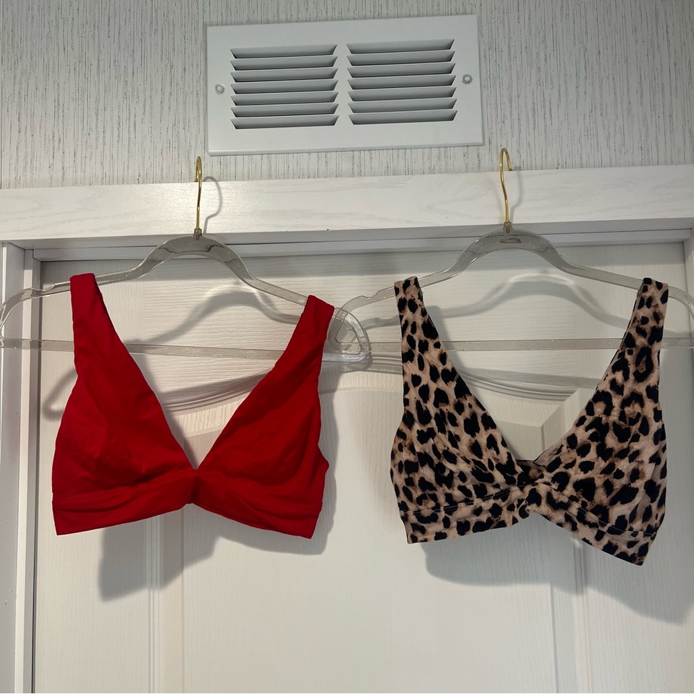 Red and Leopard Print Bralette Set